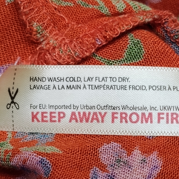 New Free People Mini Dress Women Size L Red Floral Sleeveless Ruffle Whimsical - Picture 8 of 10